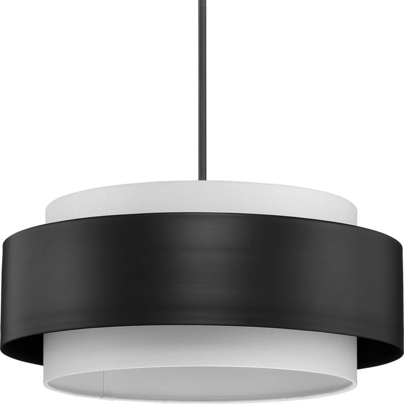 Luminaire suspendu tambour 3 lumières Myrteza, Noir mat, H 12,62 po x l 22 po x P 22 po