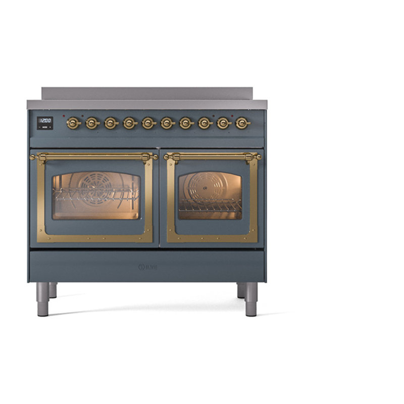 ILVE Nostalgie II Noblesse 40 in Induction Range, Blue Gray/Brass
