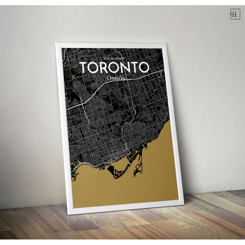 « toronto city map », reproduction d’impression sur affiche luxe, H 24 po x l 18 po