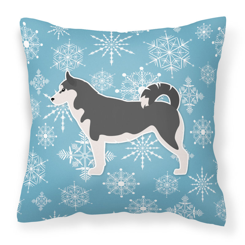 Coussin intérieur/extérieur en flocons d’hiver, H 18 po x l 18 po x P 3 po