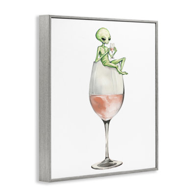 «Alounging Alien on Wine Glass», estampe numérique, design par Lil 'Rue