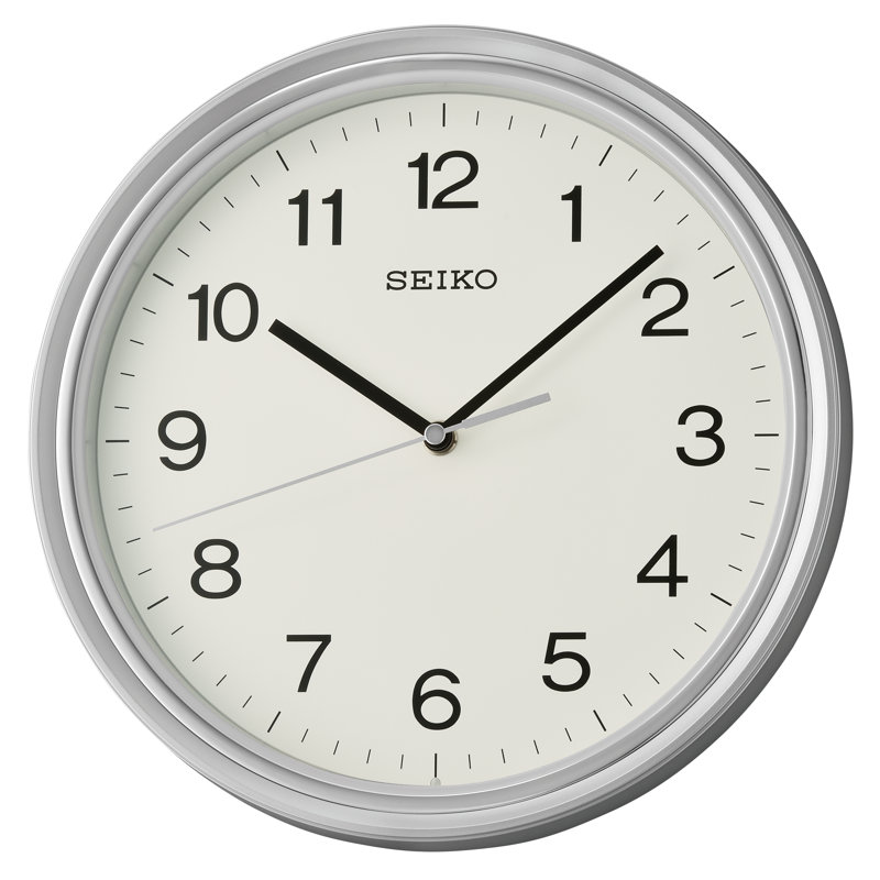 QHA008SLH Wall Clock, Metallic Silver, Metallic Silver