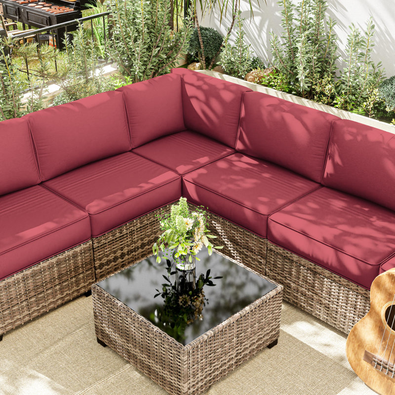 14-Piece Outdoor Seating Group Cushion Cover, Only Covers, Fuchsia Red