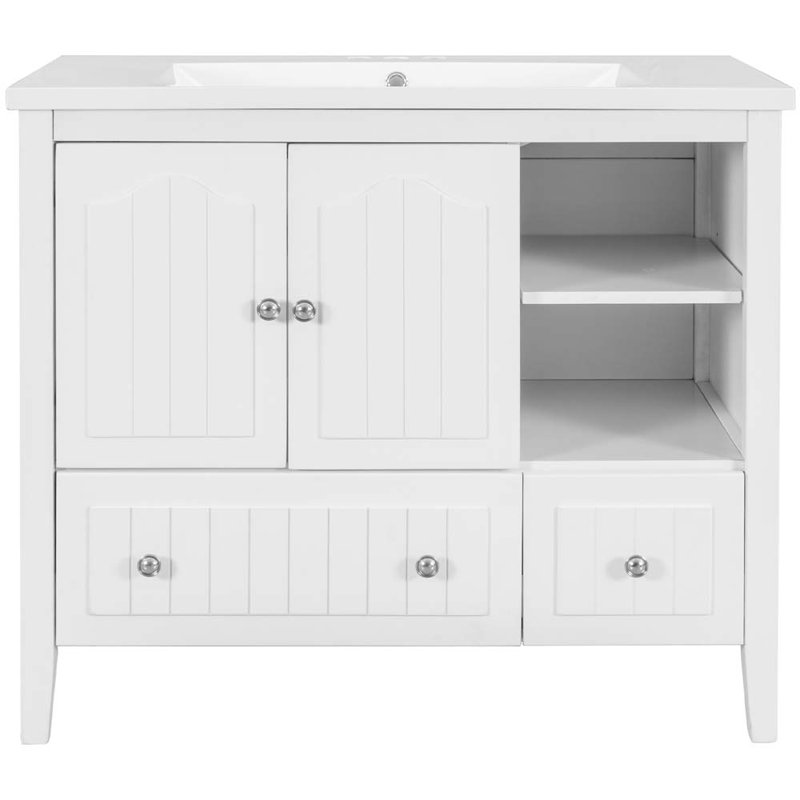 36 meuble-lavabo simple avec lavabo, Blanc