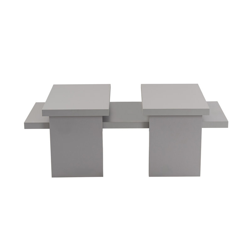 Ensemble de tables basses Modern Grey (2 pièces), 43,3 x 11,8 x 17,7 pouces (grande table) et 9,8 x 15,7 x 15,4 pouces (petite table) | Panneau de particules 100% enduit de mélamine, conception durable et élégante pour les espaces de salon et de détente