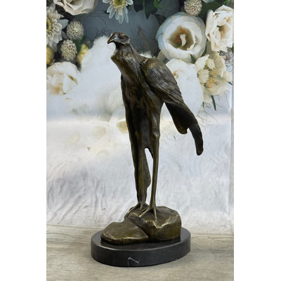 Trombly Bird of Prey Vulture Bronze Statue Sculpture Figure on Marble Base 10" x 9"