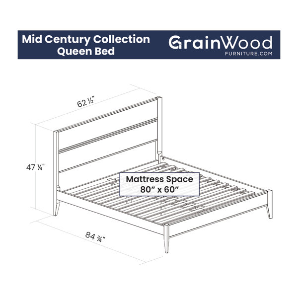 Grain Wood Furniture Mid Century Solid Wood Platform Bed & Reviews ...