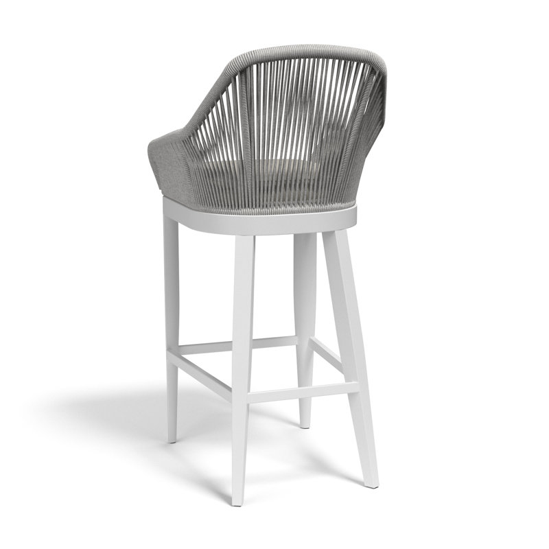 Miami Outdoor Bar Stool, Echo Ash Sunbrella®, White