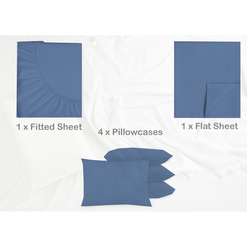 Hotel Luxurious Bamboo Blend Deep Pockets Breathable Cooling Bed Sheet Set 2000 Series, Full Sheet Set + 4 Pillowcases