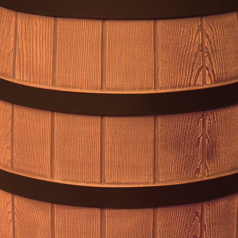 Good Ideas Rain Wizard Whiskey Style Rain Barrel with Overflow and Spigot, 30" H x 22" W x 22" D, Terra Cotta/Black