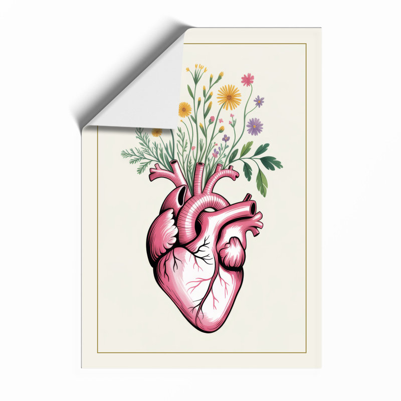 Heart in Bloom Botanical - Framed Print, Unframed, A3 - 42.0 x 29.7 cm