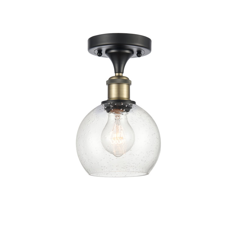 Plafonnier semi-encastré 1 lumière, DEL, H 9,88 po x l 6 po x P 6 po, Noir / laiton antique