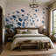 Fresque murale feuille de ginkgo bleu marine, art botanique, mur décoratif rose poudré-531835235-531835240