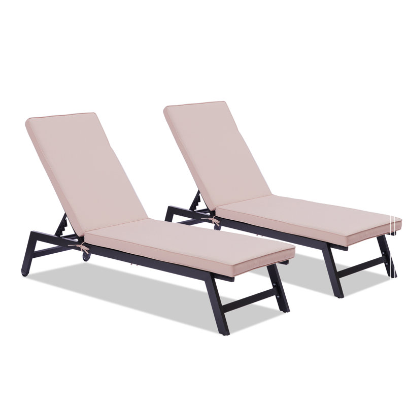 2PCS Set Outdoor Lounge Chair Cushion, 22.05"W x 42.9"D, Navy Blue
