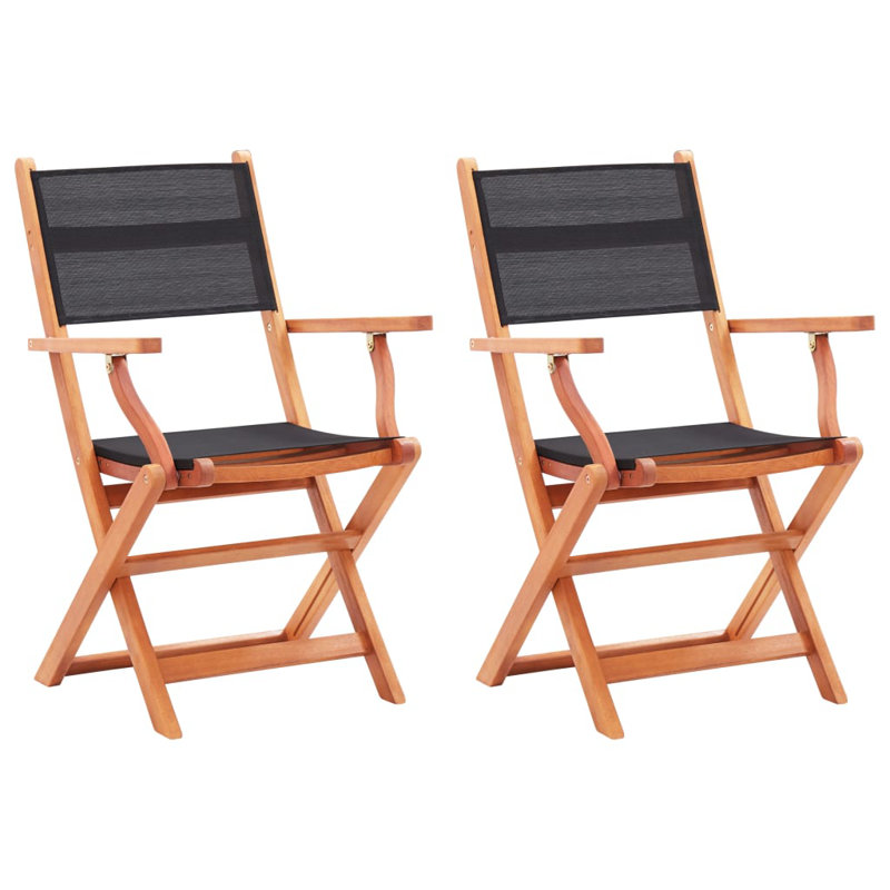 Zenor Foldable Outdoor Patio Dining Chair with Cushion, Black