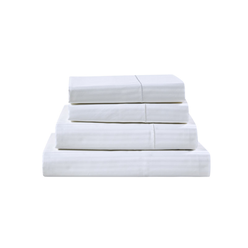 Ensemble de draps 100% coton à longues fibres 500 fils Kathy Ireland Heirloom (4 pièces), Blanc