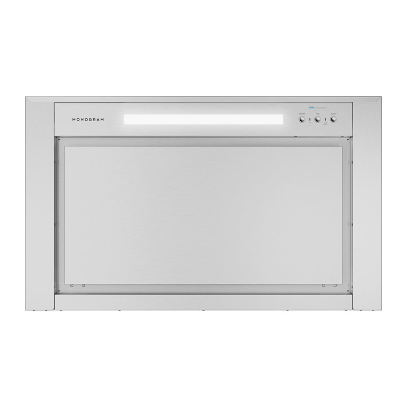 Monogram 36" Wall-Mounted Pyramid Chimney Vent Hood With Air Quality Sensors, 14", Integral, Externally Vented