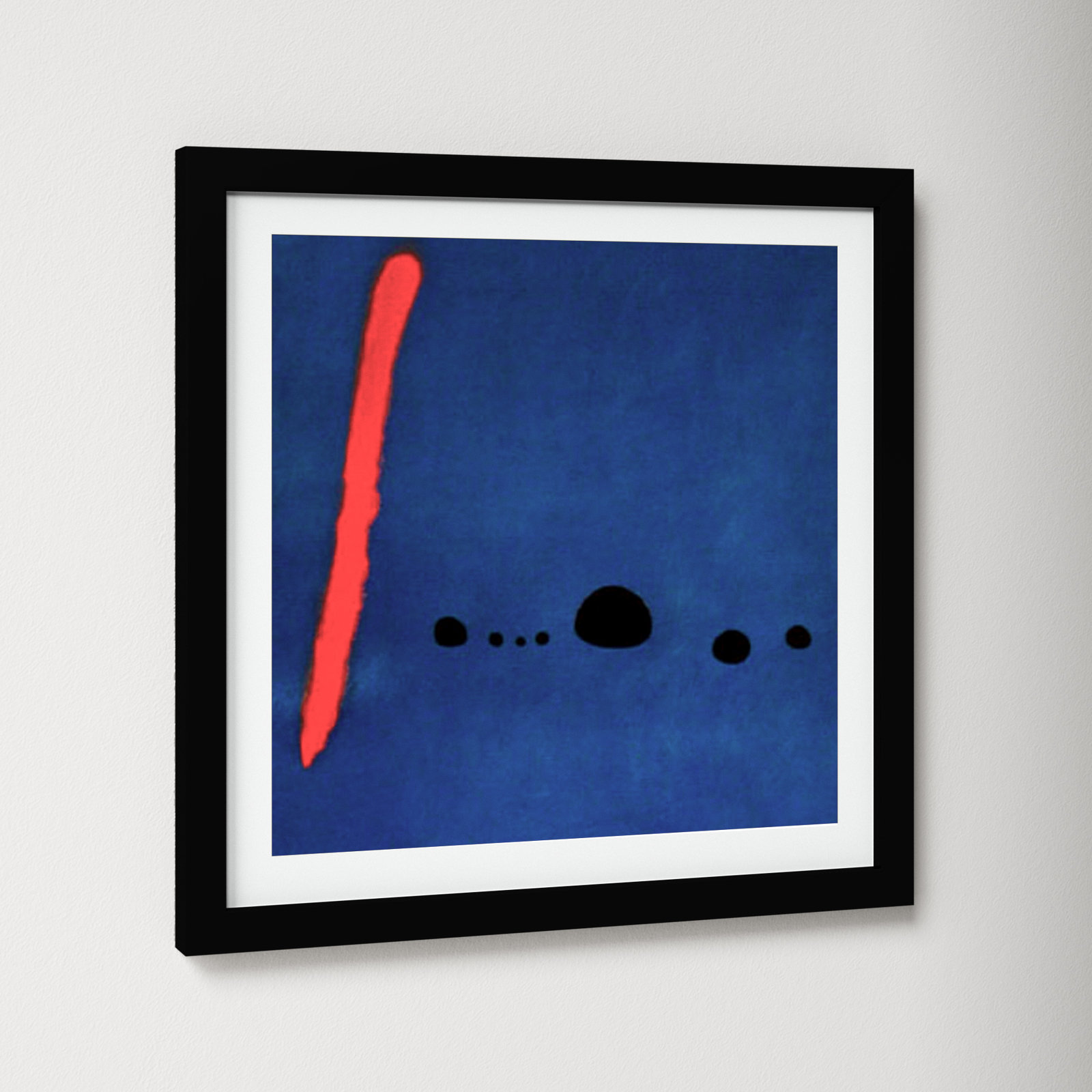 Bleu II by Joan Miro, Black Framed Paper, 14.12" H x 14.12" W x 0.88" D