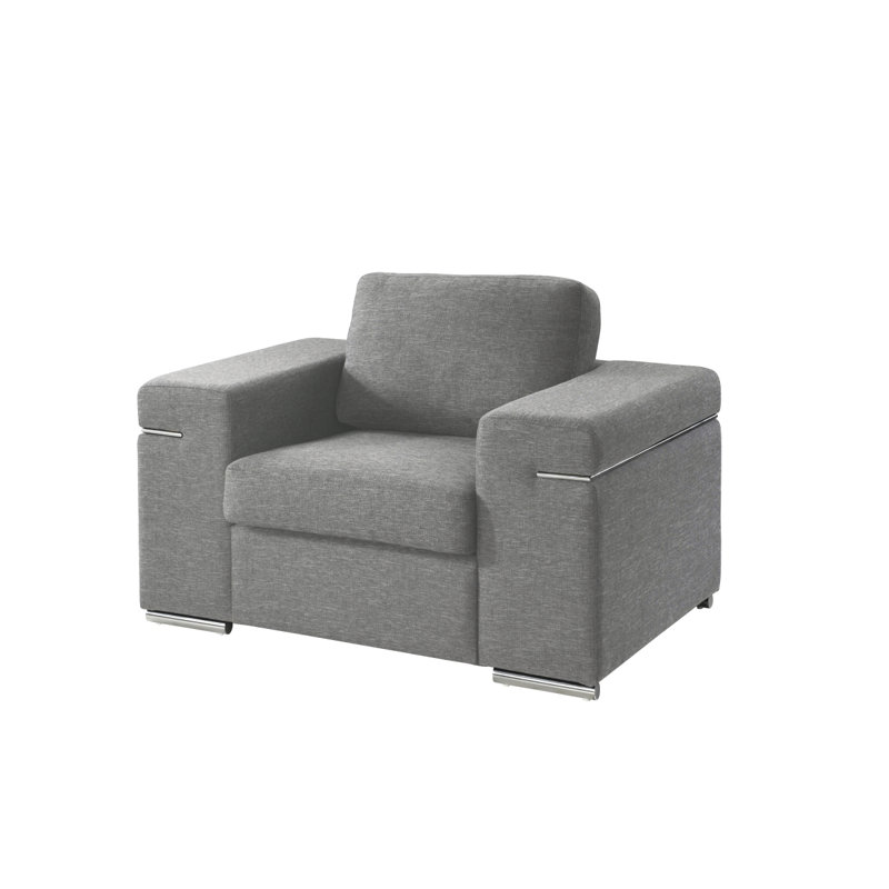 Chaise avec accoudoirs en tissu tissé, Tissu gris pâle