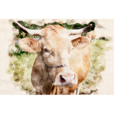 Cow With Big Horns - Wrapped Canvas Print