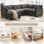 Canapé d'angle modulaire en L gris foncé avec repose-pieds amovible surdimensionné en chenille gris foncé-132143599
