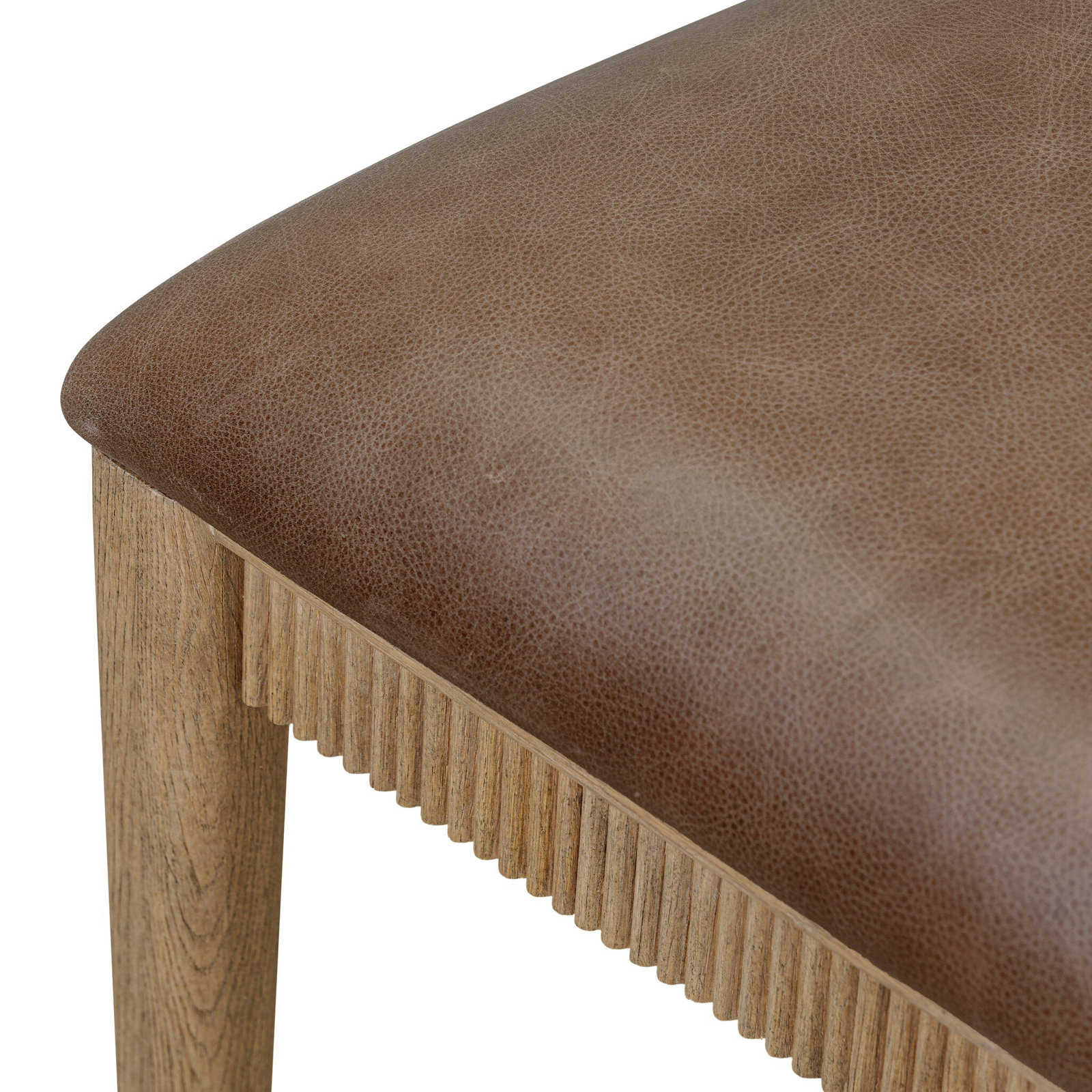 Tescott Genuine Leather Oak Dining Chair, Palermo Cigar