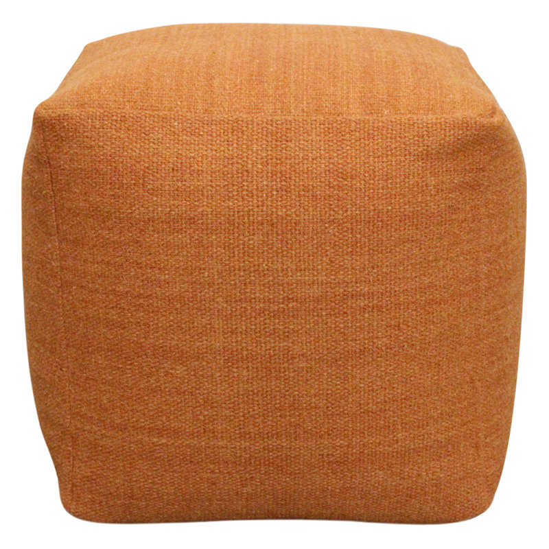 Remi Pouf In Handwoven Contemporary Orange Wool, Orange