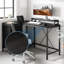 Bureau d'ordinateur en L 47 pouces avec prises de courant et lumières à DEL, 3 tiroirs-339926188