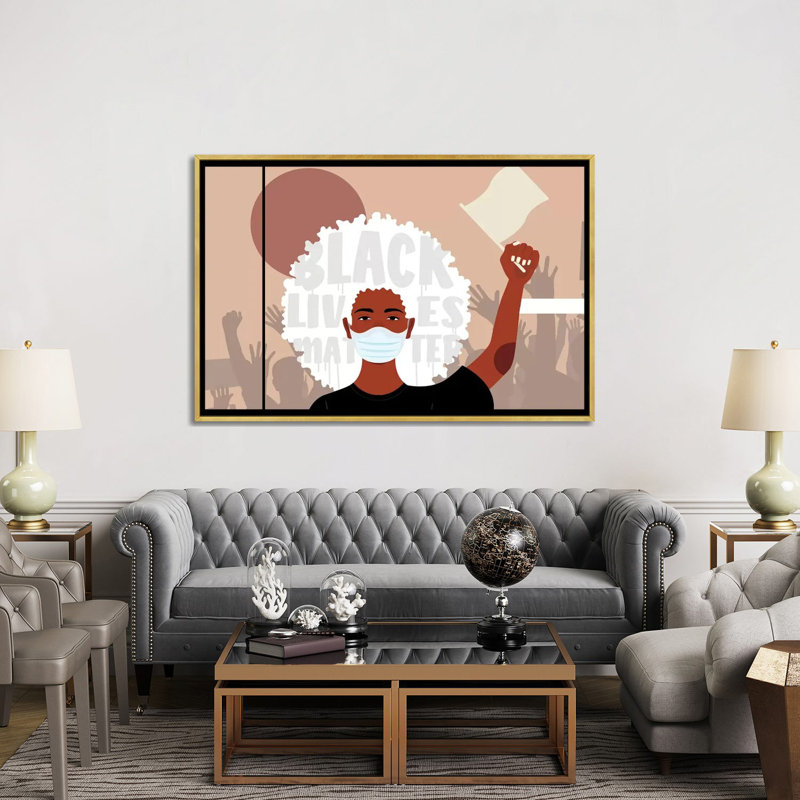 Protest I - impression d'art graphique, Aucun mat, Toile encadrée d'or, H 40 po x l 60 po x 1,5 po