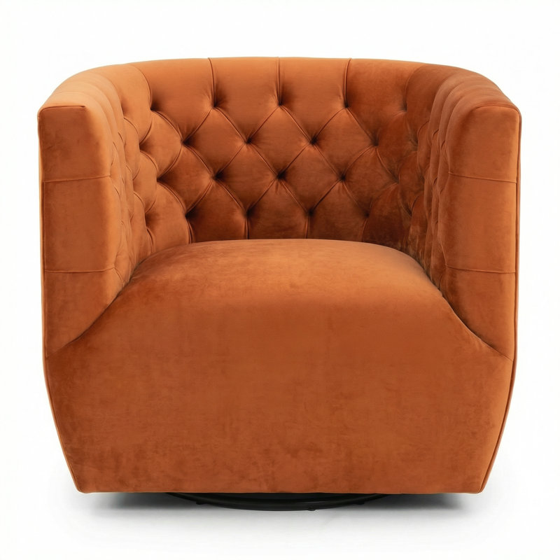 Chaise d'appoint Brandon, Velours orange brûlé