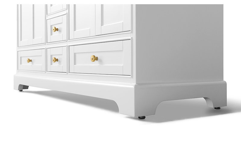 Audrey 60'' W Double Vanity, White, Carrara White, Gold