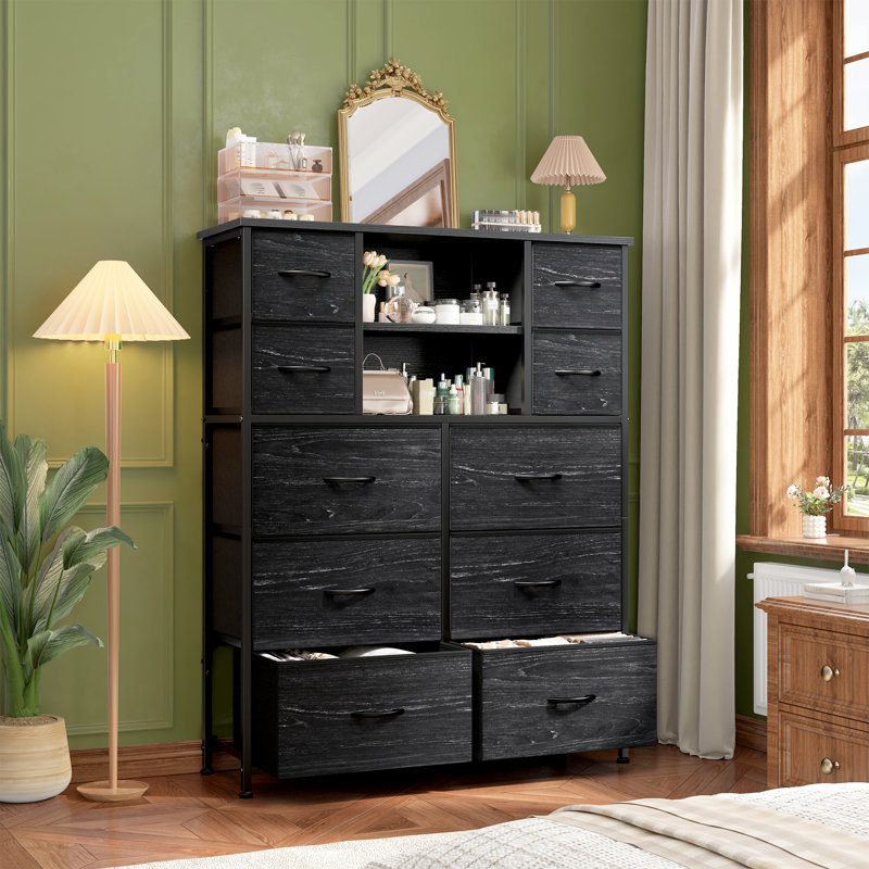 Modern Large Capacity Tall Dresser with Shelves for Versatile Home Organization, Black