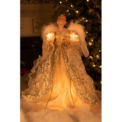 14.5'' Handmade Fabric Lighted Tree Topper