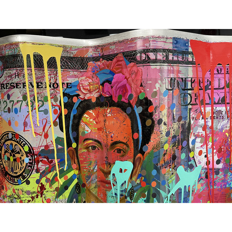 Frida, original mixed media on aluminum and plexiglass by Oliver Neilson, 48x28