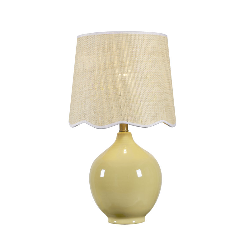 21" Ceramic Table Lamp With Oatmeal Shade, Yellow