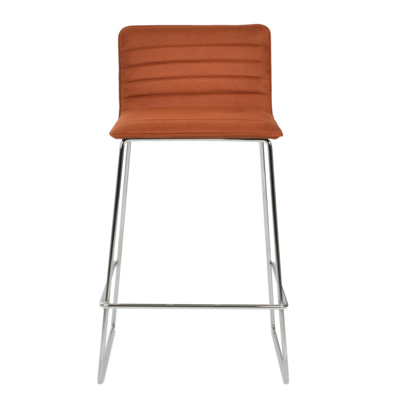 Corona HB Wire Full UPH Bar & Counter Stool in Nubuck Fabric, Cognac, Counter Stool (23" Seat Height)