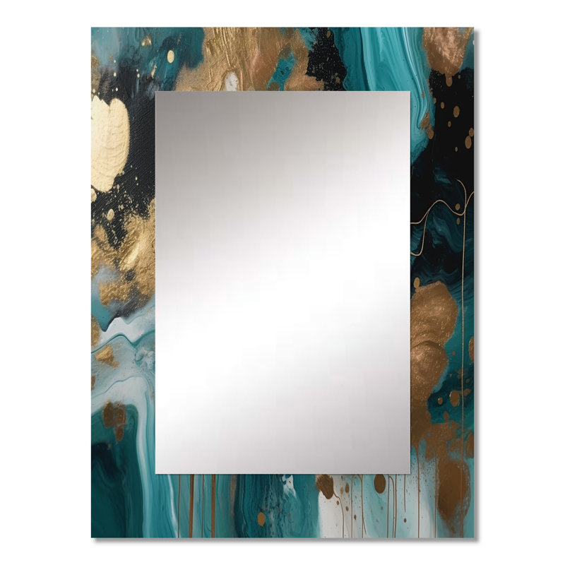 Vert et or mystérieux marbre I - miroir en marbre, miroir mural vert unique, impression d'art en métal, 32 po x 24 po