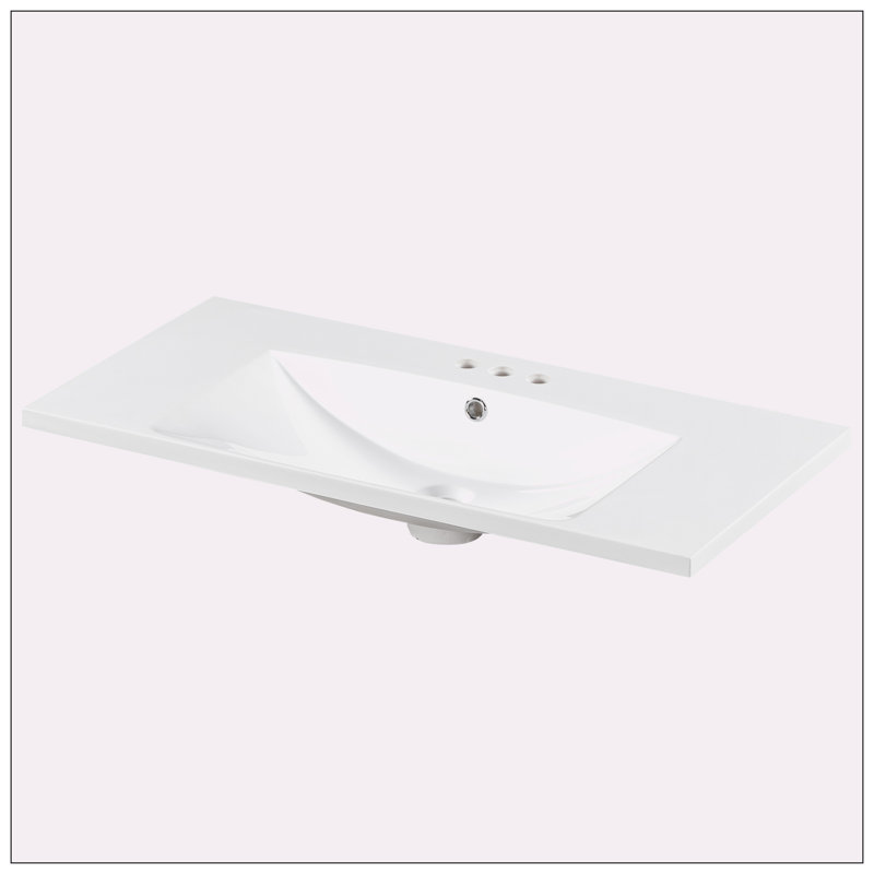 Paulafurinture 18.00'' Resin Rectangular Bathroom Sink with Overflow