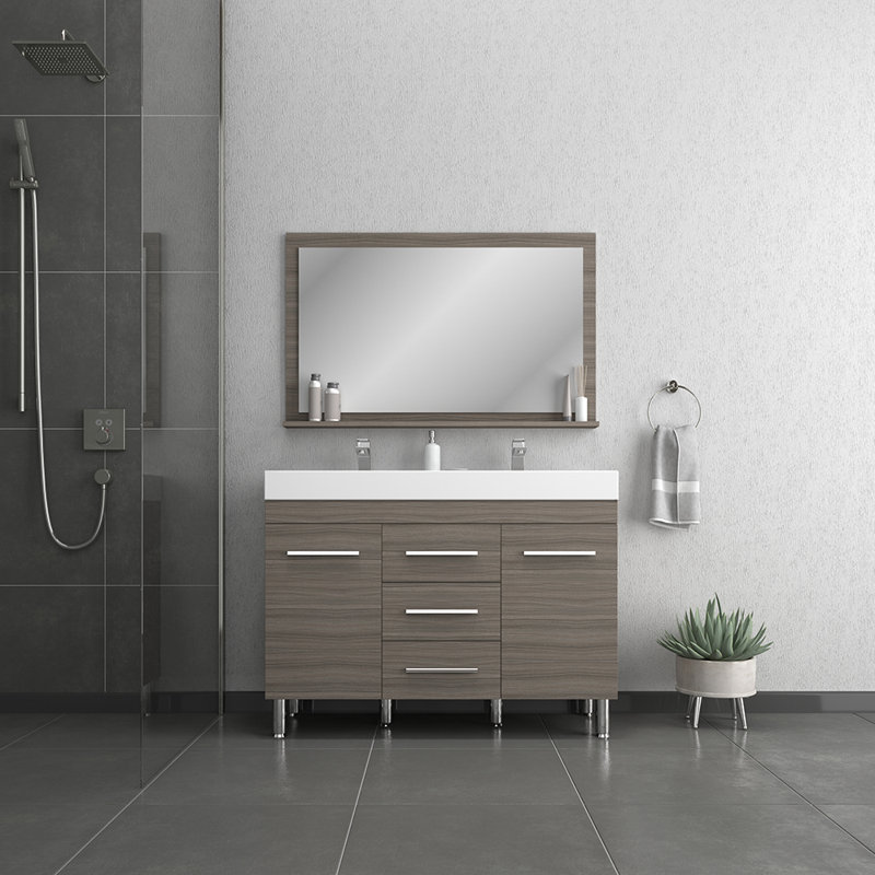 Ensemble de meuble-lavabo double 48 po Roylene, Gris