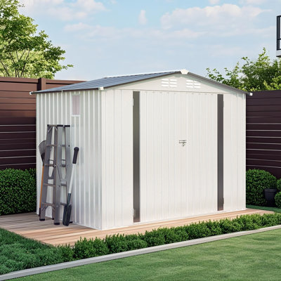 Remises de rangement en métal durable, 8 pi x 6 pi, conception moderne pour une utilisation dans le jardin