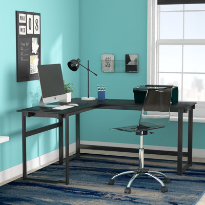 Ferrill L-Shaped Metal Base Writing Desk