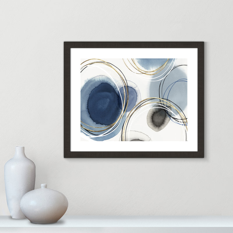 Infini indigo - Art encadré autoportant, Cadre espresso foncé, H 22 po x l 32 po x P 2 po