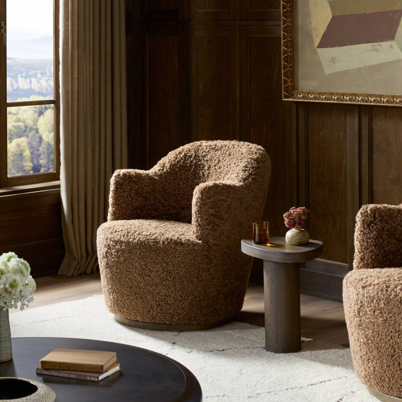 Aurora Wide Swivel Armchair, Copenhagen Indigo Boucle
