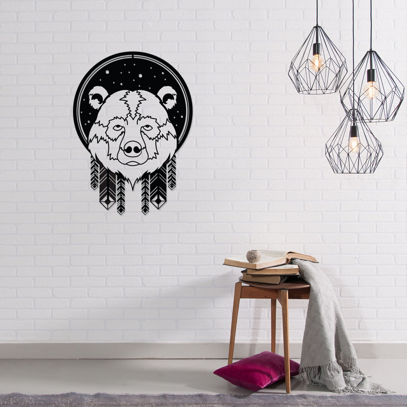 Décoration murale géométrique ours en métal