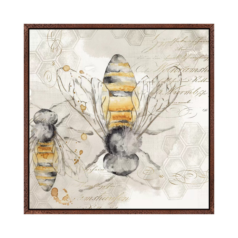 Queen Bee I by Eva Watts - Print on Canvas, 45.72 cm H x 45.72 cm W, Classic Brown Wood Framed