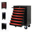 Armoire à outils à roulettes - 7 tiroirs, avec 7 glissières de rangement robustes, noires et rouges, portatives