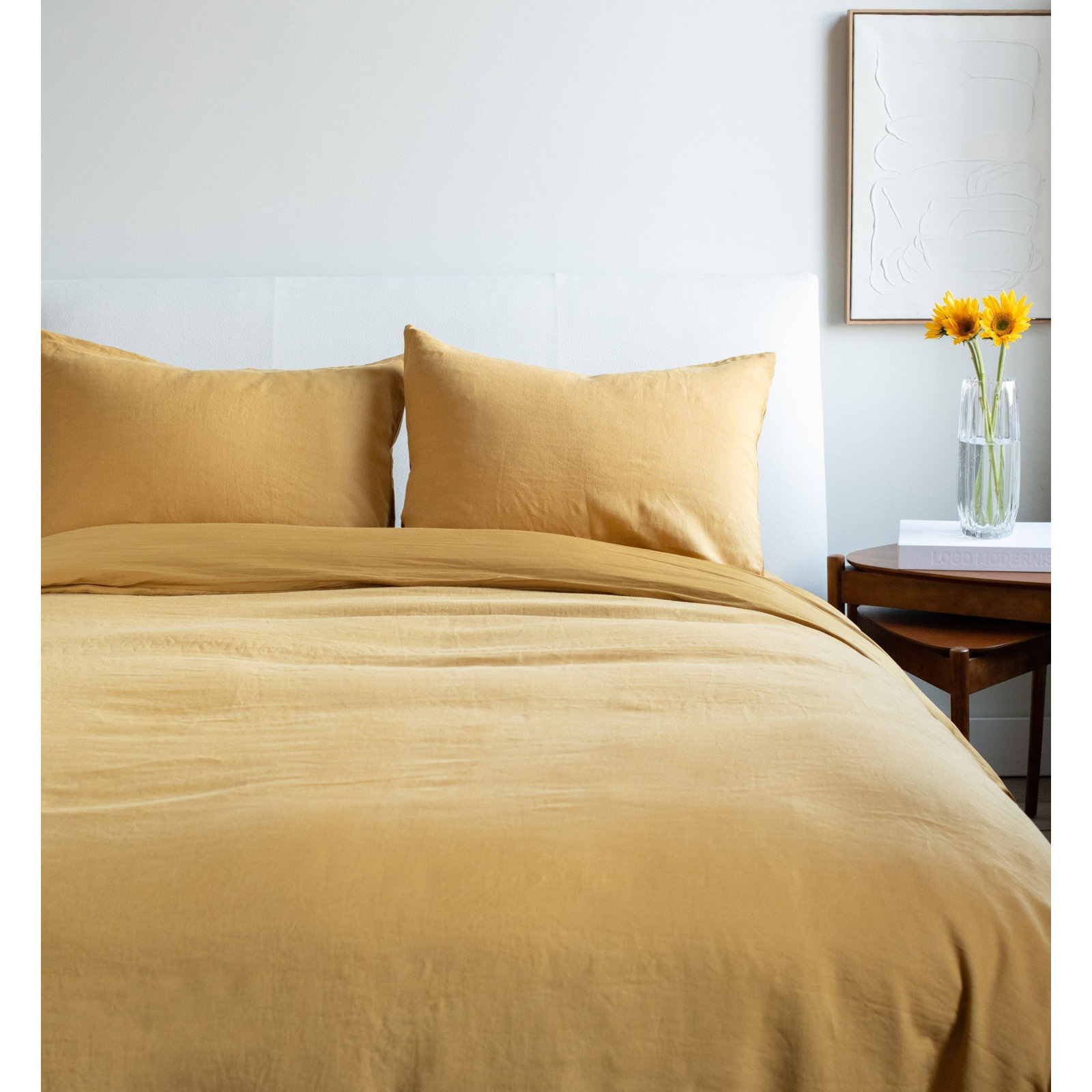 French Linen And Cotton Duvet Cover & Sham Set, Honey, Twin Duvet Cover + 1 Standard Pillow Sham