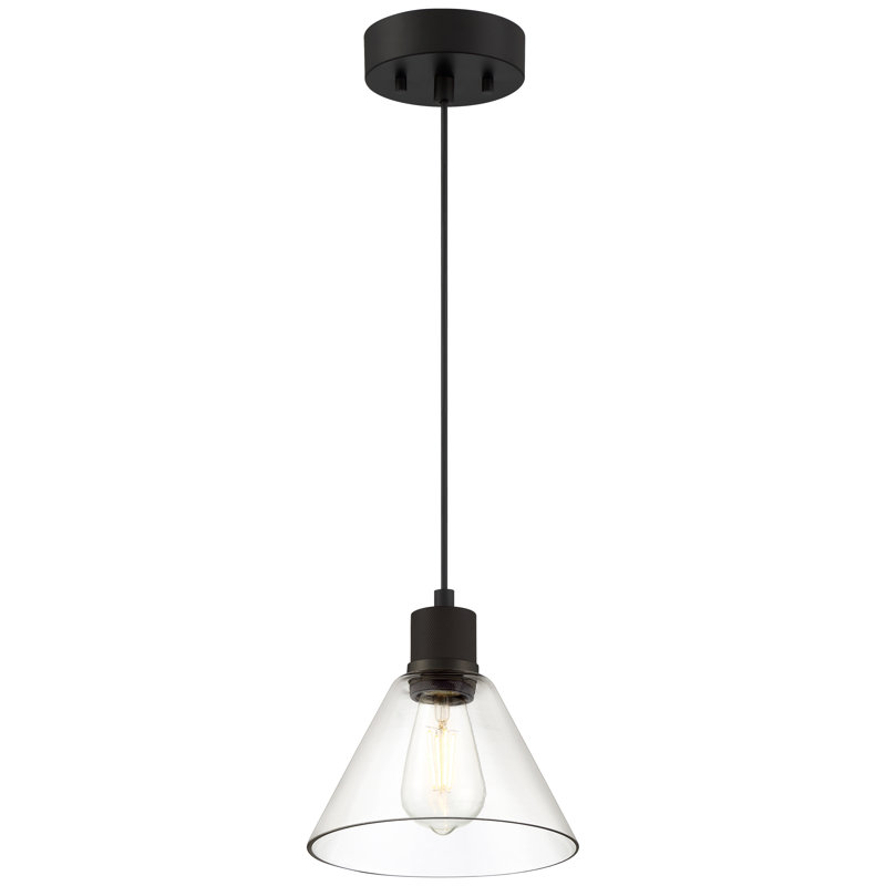 Luminaire suspendu à DEL Abdulkhalid - verre transparent - DEL remplaçable, Noir mat