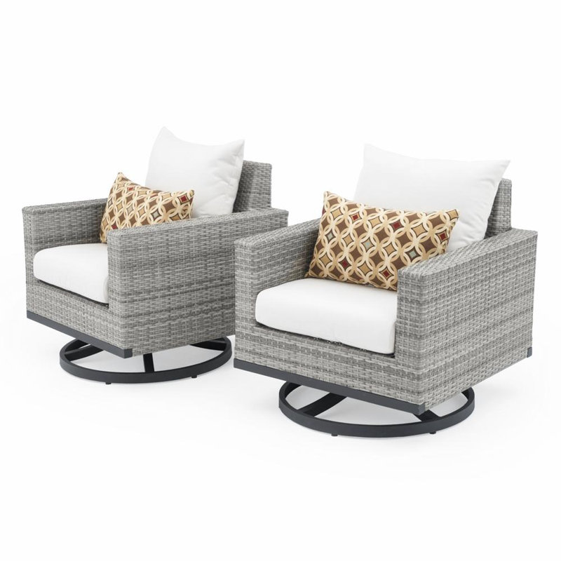Milo Outdoor 5 - Piece Conversation Set, Gray, Centered Ink Stripe Sunbrella®