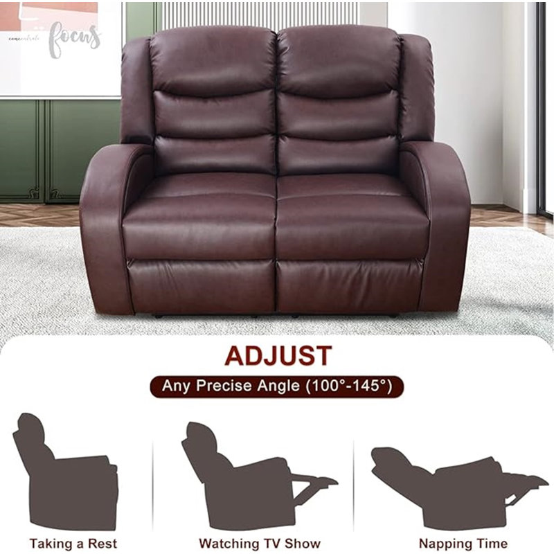 Evelunn 53'' Faux Leather Reclining Loveseat, Brown